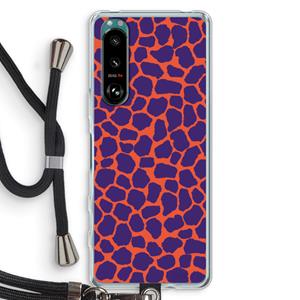 CaseCompany Purple Giraffe: Sony Xperia 5 III Transparant Hoesje met koord