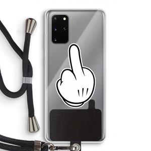 CaseCompany Middle finger white: Samsung Galaxy S20 Plus Transparant Hoesje met koord