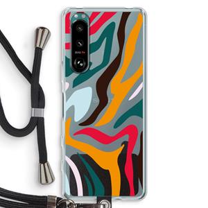 CaseCompany Colored Zebra: Sony Xperia 5 III Transparant Hoesje met koord