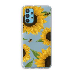 CaseCompany Sunflower and bees: Samsung Galaxy A32 4G Transparant Hoesje