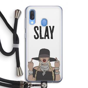 CaseCompany Slay All Day: Samsung Galaxy A40 Transparant Hoesje met koord