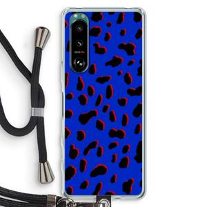 CaseCompany Blue Leopard: Sony Xperia 5 III Transparant Hoesje met koord