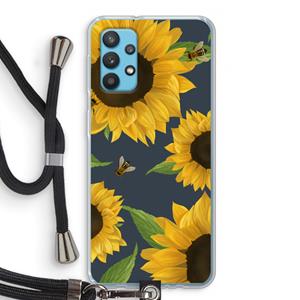 CaseCompany Sunflower and bees: Samsung Galaxy A32 4G Transparant Hoesje met koord