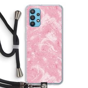 CaseCompany Abstract Painting Pink: Samsung Galaxy A32 4G Transparant Hoesje met koord