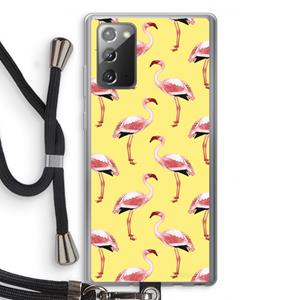 CaseCompany Flamingo's geel: Samsung Galaxy Note 20 / Note 20 5G Transparant Hoesje met koord