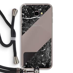 CaseCompany Zwart marmer: Samsung Galaxy J4 Plus Transparant Hoesje met koord