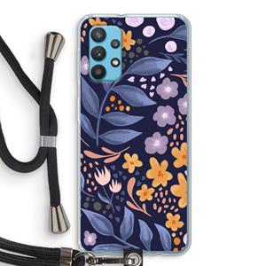 CaseCompany Flowers with blue leaves: Samsung Galaxy A32 4G Transparant Hoesje met koord