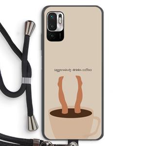 CaseCompany Aggressively drinks coffee: Xiaomi Redmi Note 10 5G Transparant Hoesje met koord