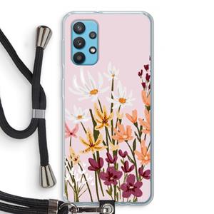 CaseCompany Painted wildflowers: Samsung Galaxy A32 4G Transparant Hoesje met koord