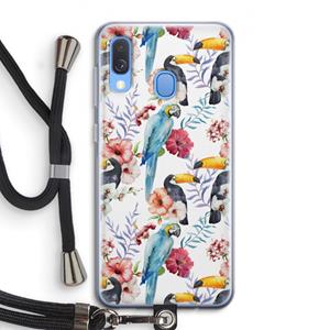 CaseCompany Bloemen tukan: Samsung Galaxy A40 Transparant Hoesje met koord