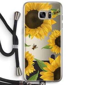 CaseCompany Sunflower and bees: Samsung Galaxy S7 Edge Transparant Hoesje met koord