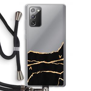 CaseCompany Gouden marmer: Samsung Galaxy Note 20 / Note 20 5G Transparant Hoesje met koord
