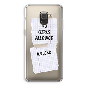 CaseCompany No Girls Allowed Unless: Samsung Galaxy A8 (2018) Transparant Hoesje
