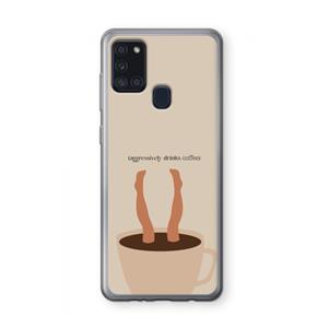 CaseCompany Aggressively drinks coffee: Samsung Galaxy A21s Transparant Hoesje