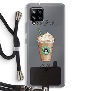 CaseCompany But first coffee: Samsung Galaxy A42 5G Transparant Hoesje met koord