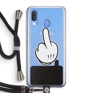 CaseCompany Middle finger white: Samsung Galaxy A40 Transparant Hoesje met koord
