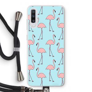 CaseCompany Anything Flamingoes: Samsung Galaxy A70 Transparant Hoesje met koord