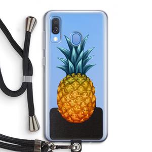 CaseCompany Grote ananas: Samsung Galaxy A40 Transparant Hoesje met koord