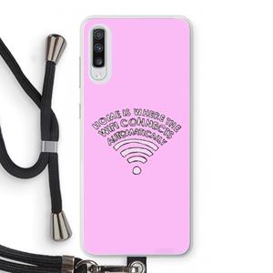 CaseCompany Home Is Where The Wifi Is: Samsung Galaxy A70 Transparant Hoesje met koord