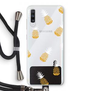 CaseCompany Ananasjes: Samsung Galaxy A70 Transparant Hoesje met koord