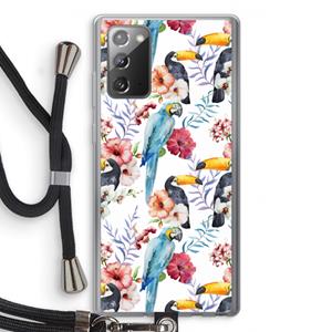 CaseCompany Bloemen tukan: Samsung Galaxy Note 20 / Note 20 5G Transparant Hoesje met koord