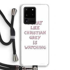 CaseCompany Christian Grey: Samsung Galaxy S20 Ultra Transparant Hoesje met koord