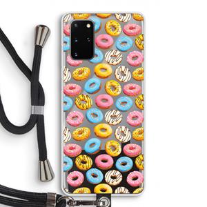 CaseCompany Pink donuts: Samsung Galaxy S20 Plus Transparant Hoesje met koord