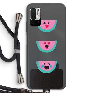 CaseCompany Smiley watermeloen: Xiaomi Redmi Note 10 5G Transparant Hoesje met koord