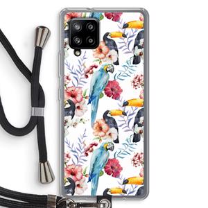 CaseCompany Bloemen tukan: Samsung Galaxy A42 5G Transparant Hoesje met koord