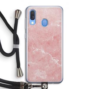 CaseCompany Roze marmer: Samsung Galaxy A40 Transparant Hoesje met koord