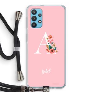 CaseCompany Pink Bouquet: Samsung Galaxy A32 4G Transparant Hoesje met koord