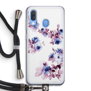 CaseCompany Waterverf bloemen: Samsung Galaxy A40 Transparant Hoesje met koord