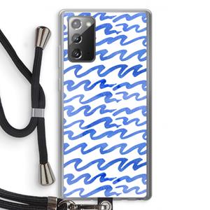 CaseCompany Blauwe golven: Samsung Galaxy Note 20 / Note 20 5G Transparant Hoesje met koord