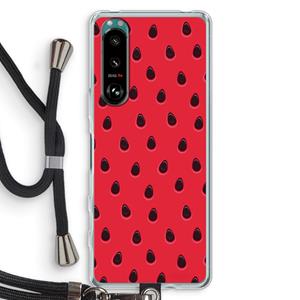 CaseCompany Watermelon: Sony Xperia 5 III Transparant Hoesje met koord