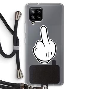 CaseCompany Middle finger black: Samsung Galaxy A42 5G Transparant Hoesje met koord