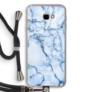 CaseCompany Blauw marmer: Samsung Galaxy J4 Plus Transparant Hoesje met koord