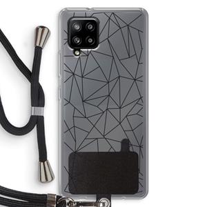 CaseCompany Geometrische lijnen zwart: Samsung Galaxy A42 5G Transparant Hoesje met koord