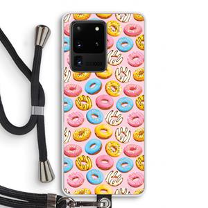 CaseCompany Pink donuts: Samsung Galaxy S20 Ultra Transparant Hoesje met koord