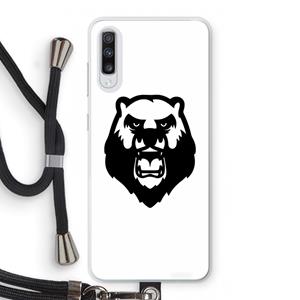 CaseCompany Angry Bear (white): Samsung Galaxy A70 Transparant Hoesje met koord