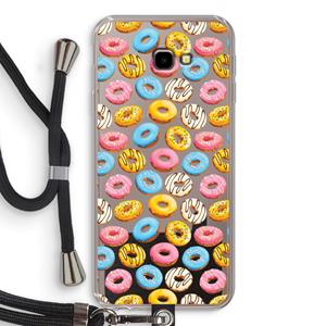 CaseCompany Pink donuts: Samsung Galaxy J4 Plus Transparant Hoesje met koord