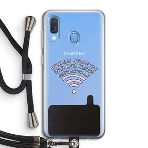 CaseCompany Home Is Where The Wifi Is: Samsung Galaxy A40 Transparant Hoesje met koord