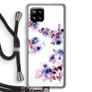 CaseCompany Waterverf bloemen: Samsung Galaxy A42 5G Transparant Hoesje met koord