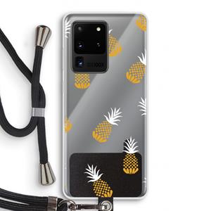 CaseCompany Ananasjes: Samsung Galaxy S20 Ultra Transparant Hoesje met koord