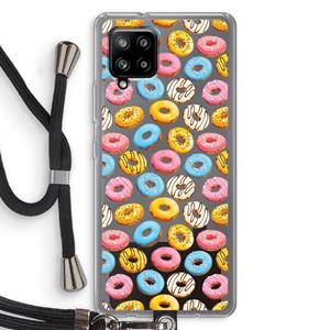 CaseCompany Pink donuts: Samsung Galaxy A42 5G Transparant Hoesje met koord