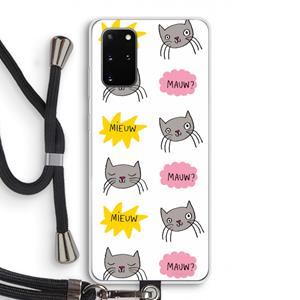 CaseCompany Meow: Samsung Galaxy S20 Plus Transparant Hoesje met koord