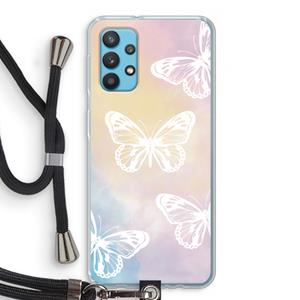 CaseCompany White butterfly: Samsung Galaxy A32 4G Transparant Hoesje met koord