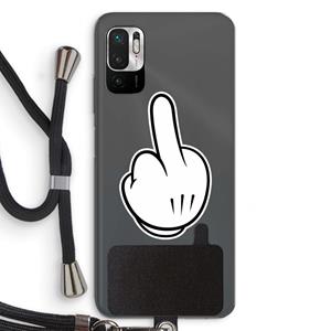 CaseCompany Middle finger white: Xiaomi Redmi Note 10 5G Transparant Hoesje met koord
