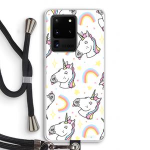 CaseCompany Rainbow Unicorn: Samsung Galaxy S20 Ultra Transparant Hoesje met koord