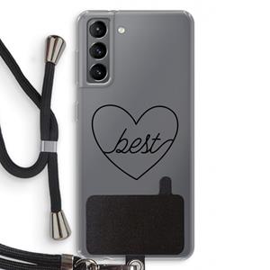 CaseCompany Best heart black: Samsung Galaxy S21 Transparant Hoesje met koord