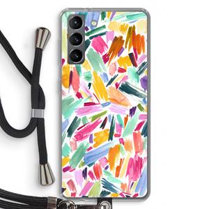CaseCompany Watercolor Brushstrokes: Samsung Galaxy S21 Transparant Hoesje met koord